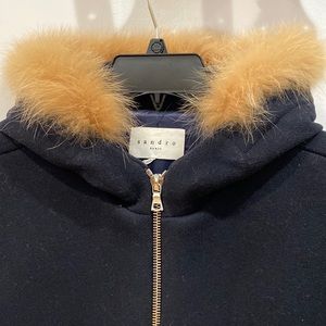 Sandro Wool Coat with Fur hood (SZ38)